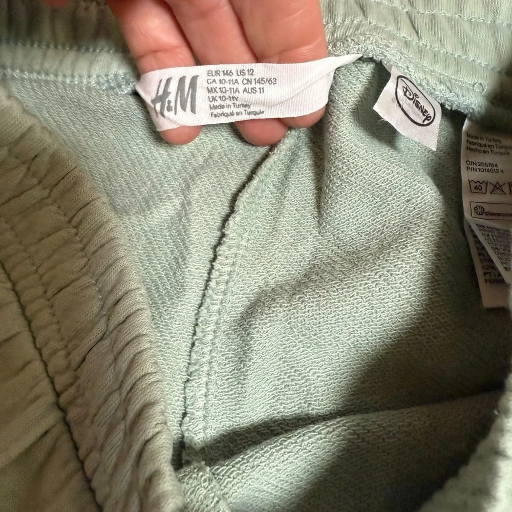 Disney x H&M Kids Light Green Sweatpants – Pluto Graphic – Size 10–11Y